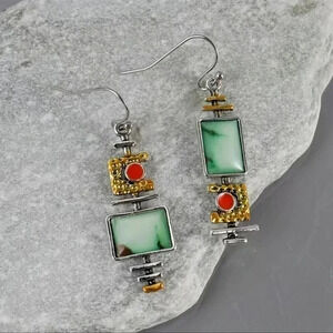 Bohemian Geometric Synthetic Gemstone Dangle Earrings